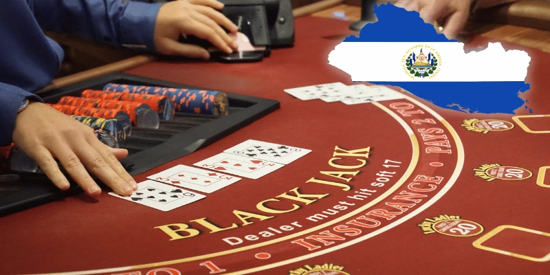 Imagen de Blackjack Online El Salvador con bandera y mesa